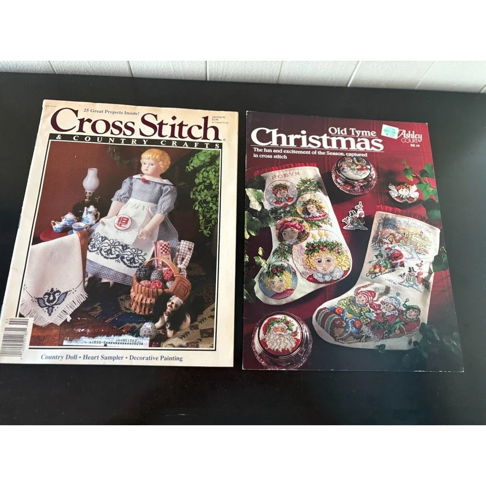 Vintage 1990s Cross Stitch Pattern Booklets Magazines Lot of 19 Needlework